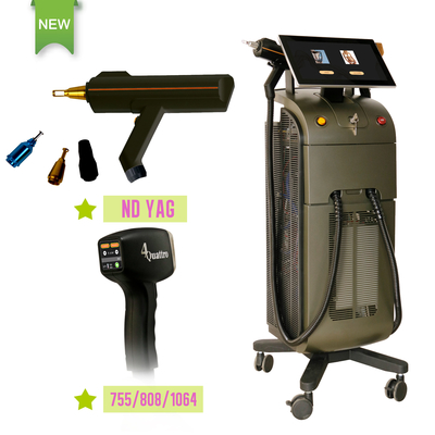Μηχανή αποτρίχωσης λέιζερ 2 σε 1 Διοδίου laser Nd YAG Laser